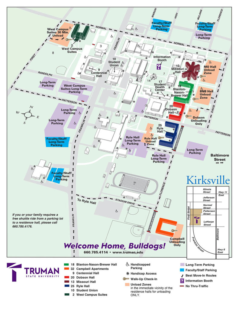 Move in day parking unloading map truman state university